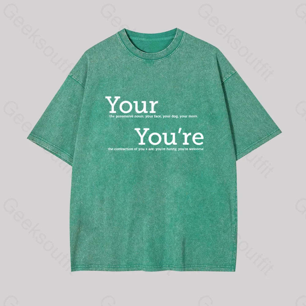 Your You?��re Grammar Geek Washed T-Shirt Grass Green / S