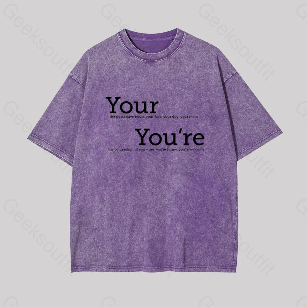 Your You?��re Grammar Geek Washed T-Shirt Purple / S