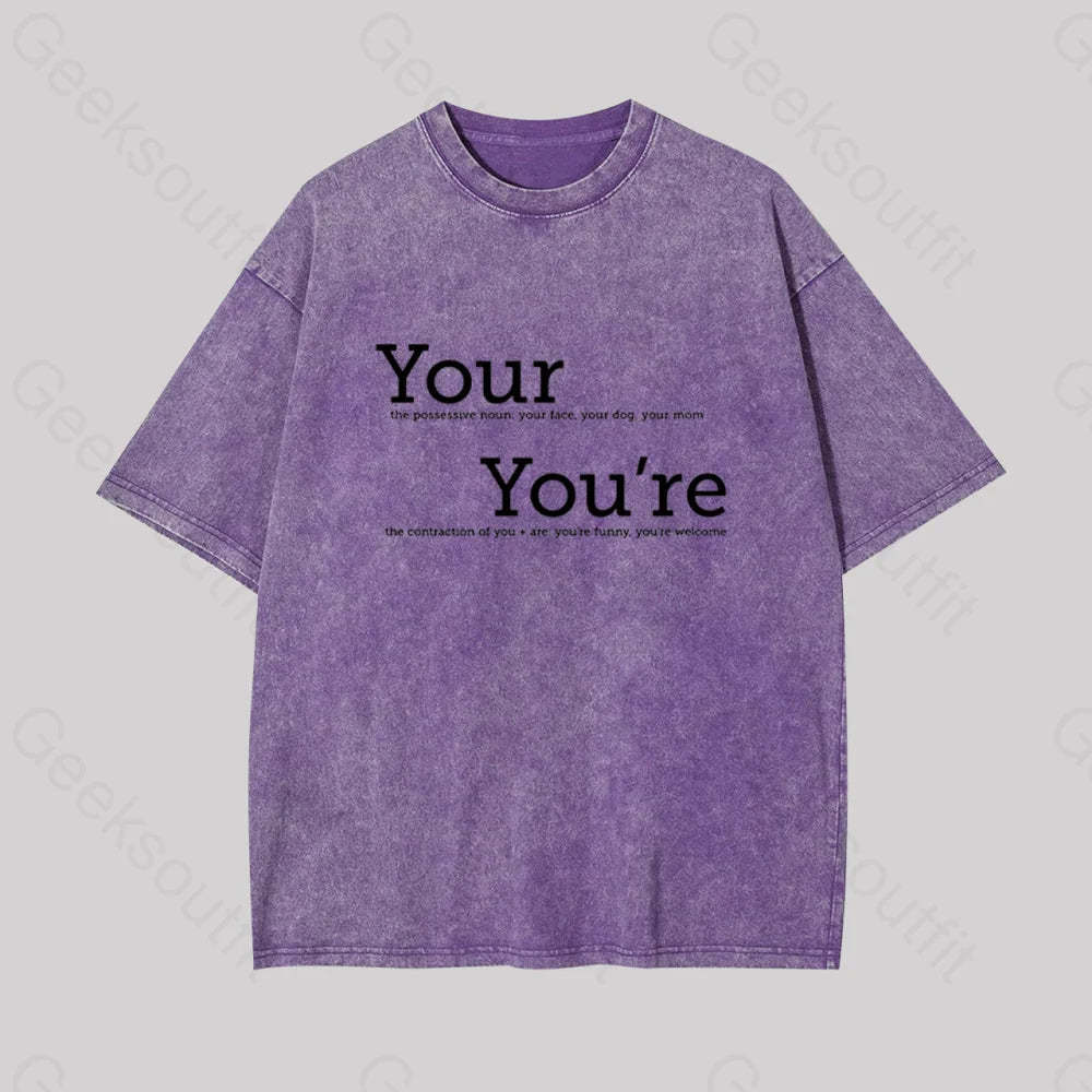 Your You?��re Grammar Geek Washed T-Shirt Purple / S