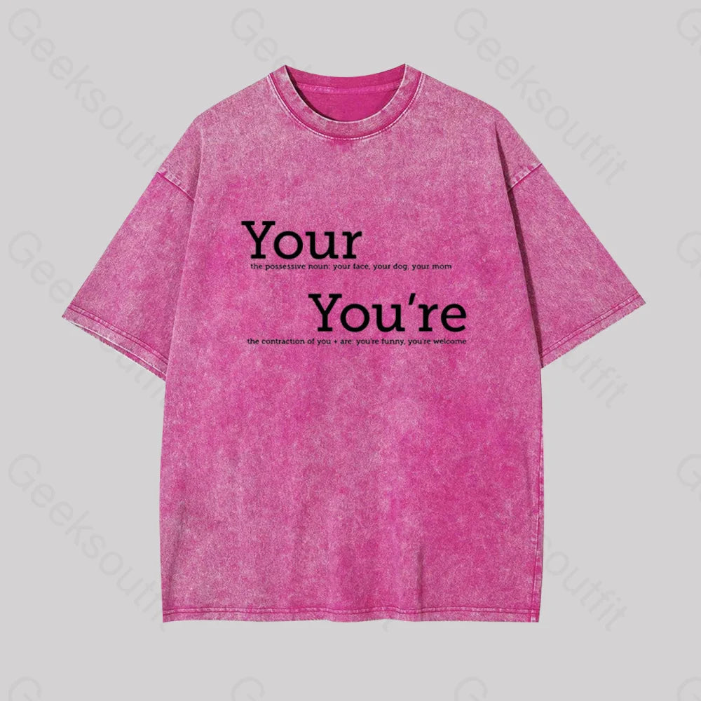Your You?��re Grammar Geek Washed T-Shirt Rose Red / S