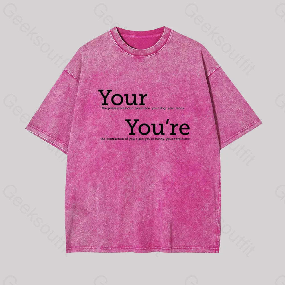 Your You?��re Grammar Geek Washed T-Shirt Rose Red / S