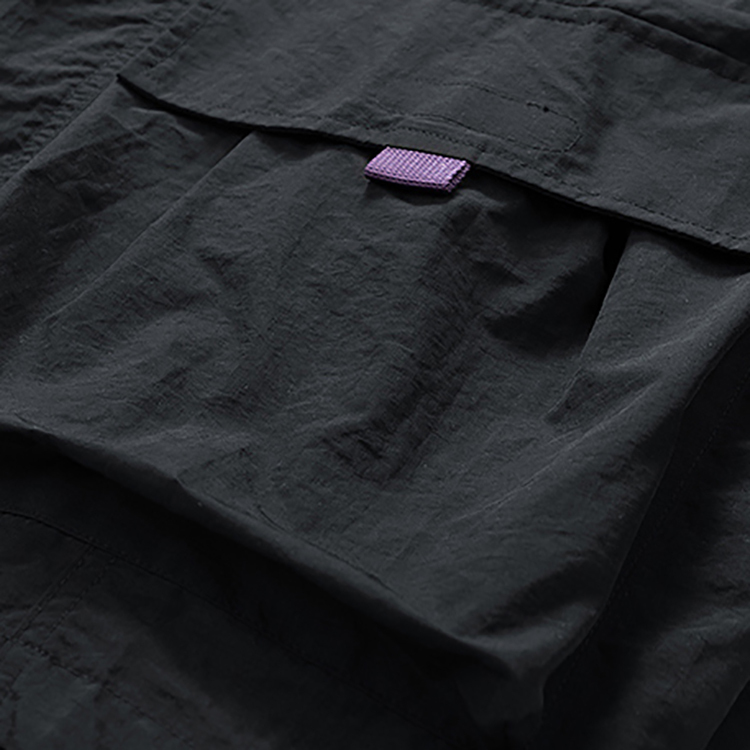 Men's Summer American Style Black And Purple Cargo Shorts