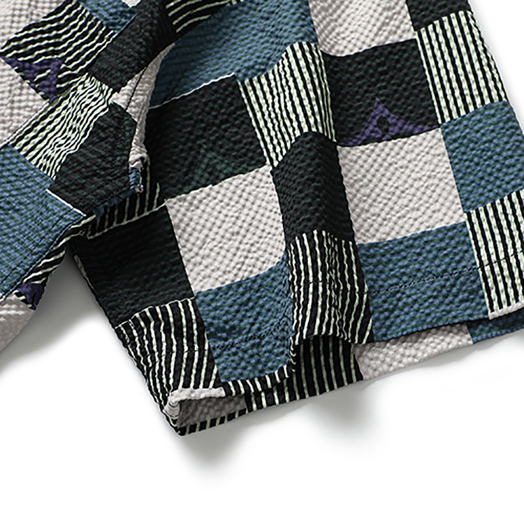 Japanese Retro Mixed Color Checkered Pattern Lazy Style Men's Shirt