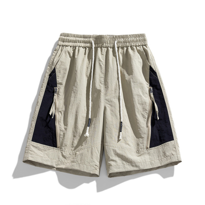 Men's Summer Khaki Casual Colorblock Shorts