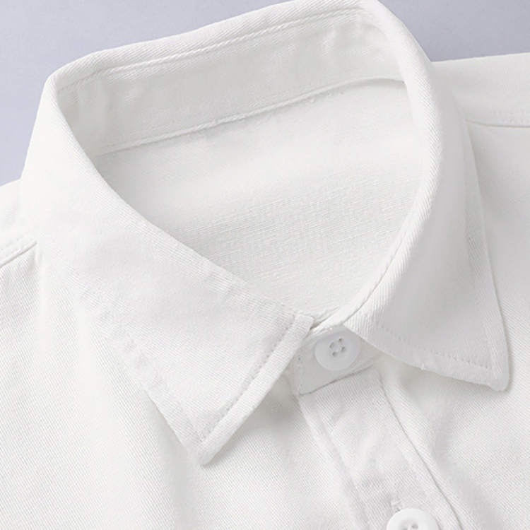 Cotton Pure White Long-Sleeved Business Style Men's T-Shirt
