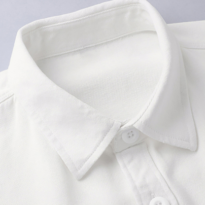 Cotton Pure White Long-Sleeved Business Style Men's T-Shirt