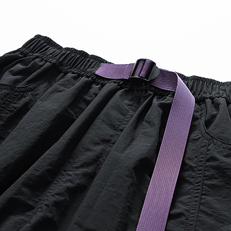 Men's Summer American Style Black And Purple Cargo Shorts