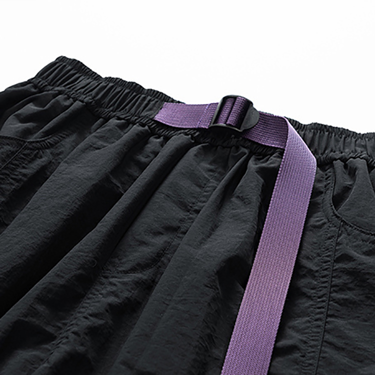 Men's Summer American Style Black And Purple Cargo Shorts