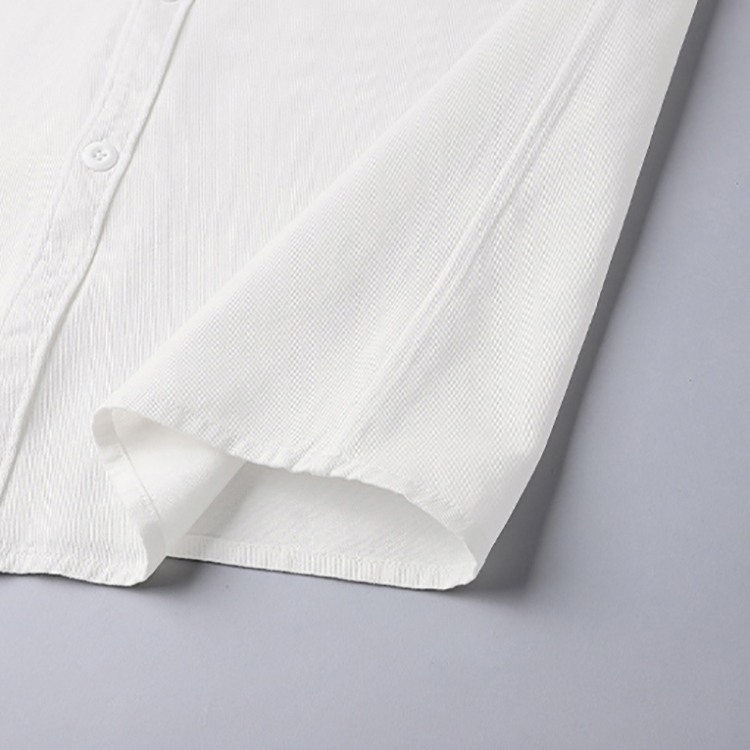 Cotton Pure White Long-Sleeved Business Style Men's T-Shirt