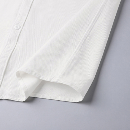 Cotton Pure White Long-Sleeved Business Style Men's T-Shirt