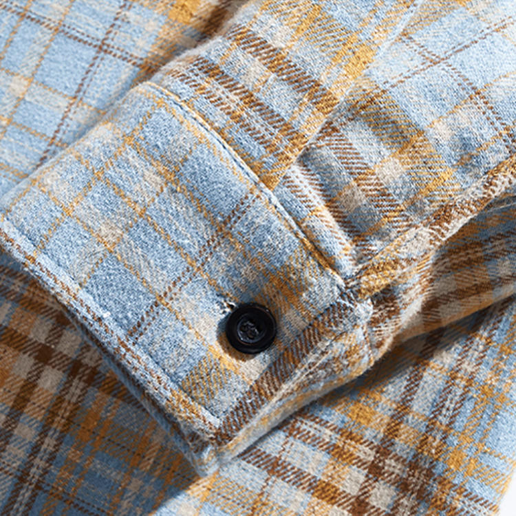 Men's Long Sleeve Mixed Color Plaid Japanese Style Shirt