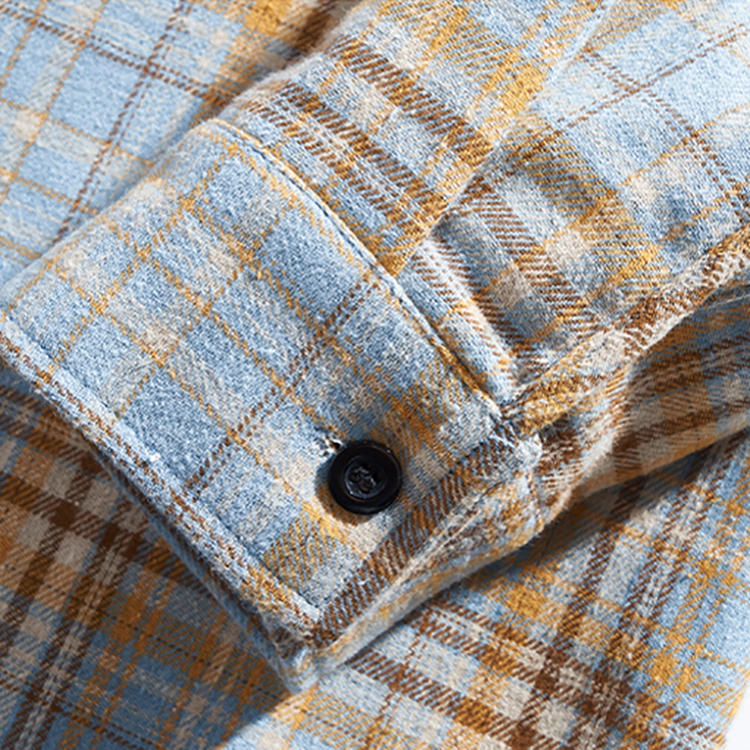 Men's Long Sleeve Mixed Color Plaid Japanese Style Shirt