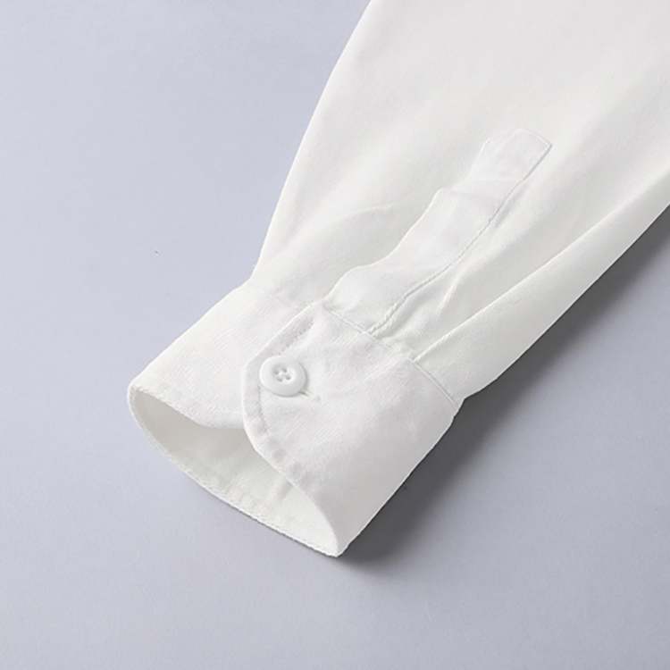Cotton Pure White Long-Sleeved Business Style Men's T-Shirt