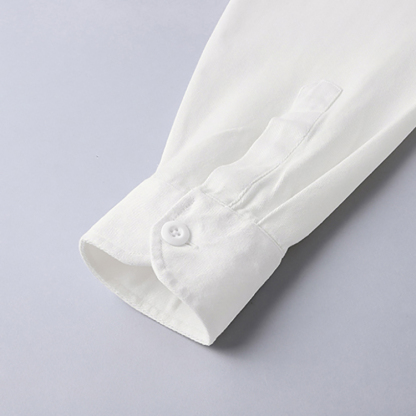 Cotton Pure White Long-Sleeved Business Style Men's T-Shirt