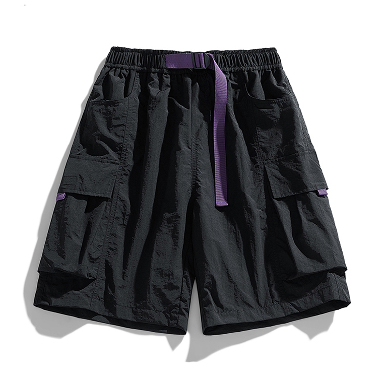 Men's Summer Black And Purple Cargo Shorts