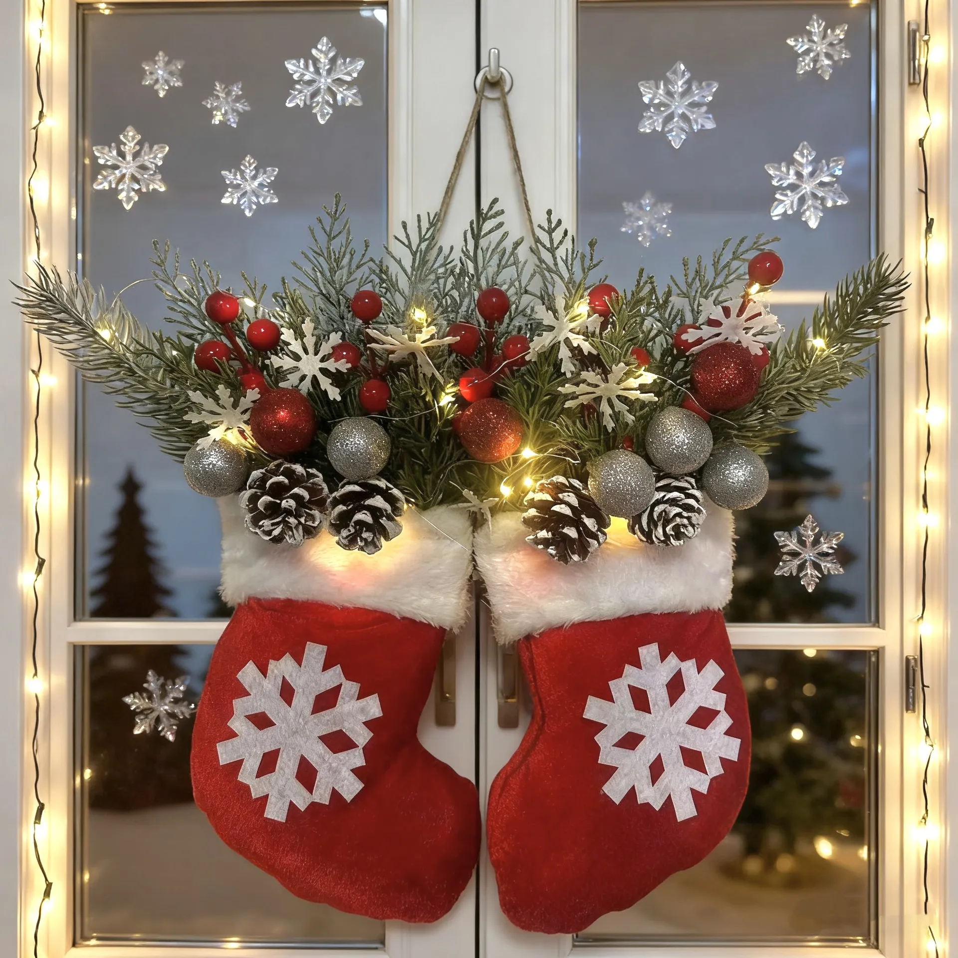 🎄Hot Sale-60% OFF🥊Twinkling Christmas Mitten Wreath with LED Lights💐✨
