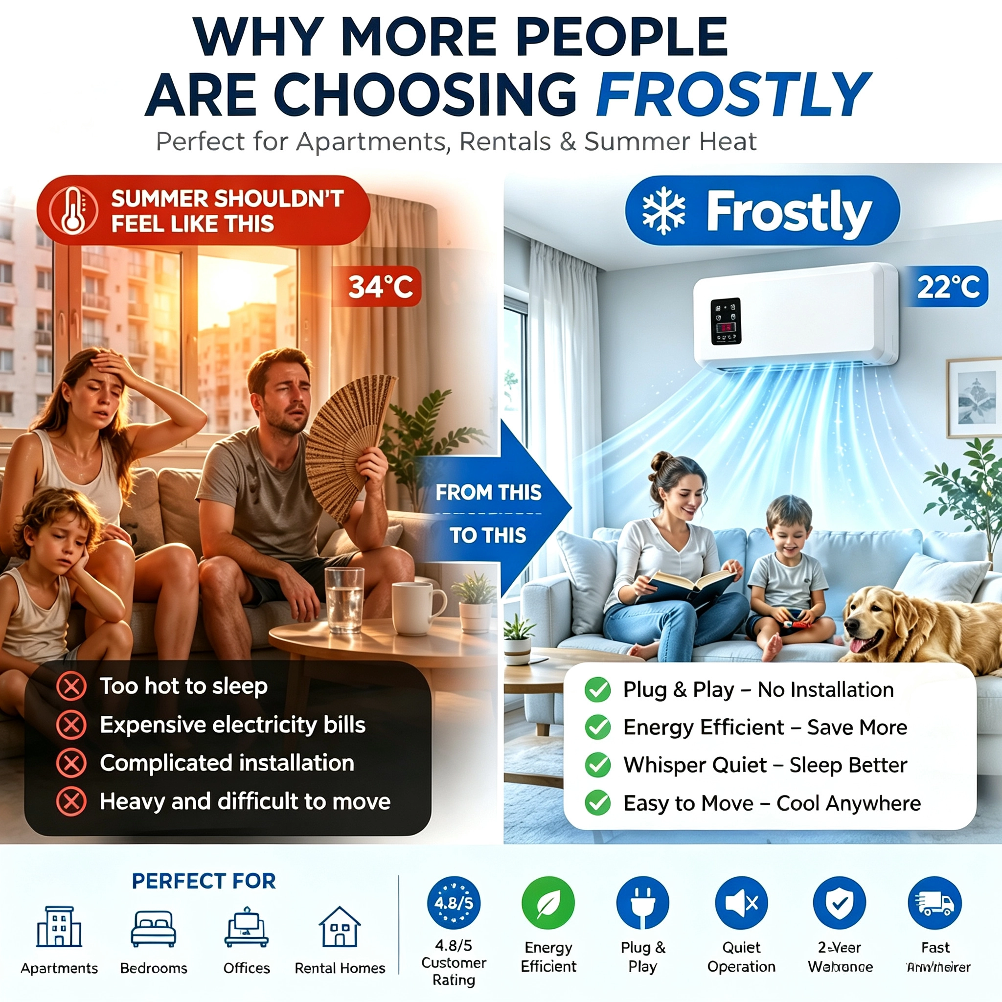 🔥Limited Discount🔥Ductless Portable Air Conditioners No Windows Needed