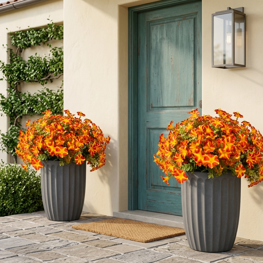 💥$9.99 On Sale Today Only🌼- Artificial Outdoor Sunset Mums Flowers - UV resistant, Waterproof, Windproof