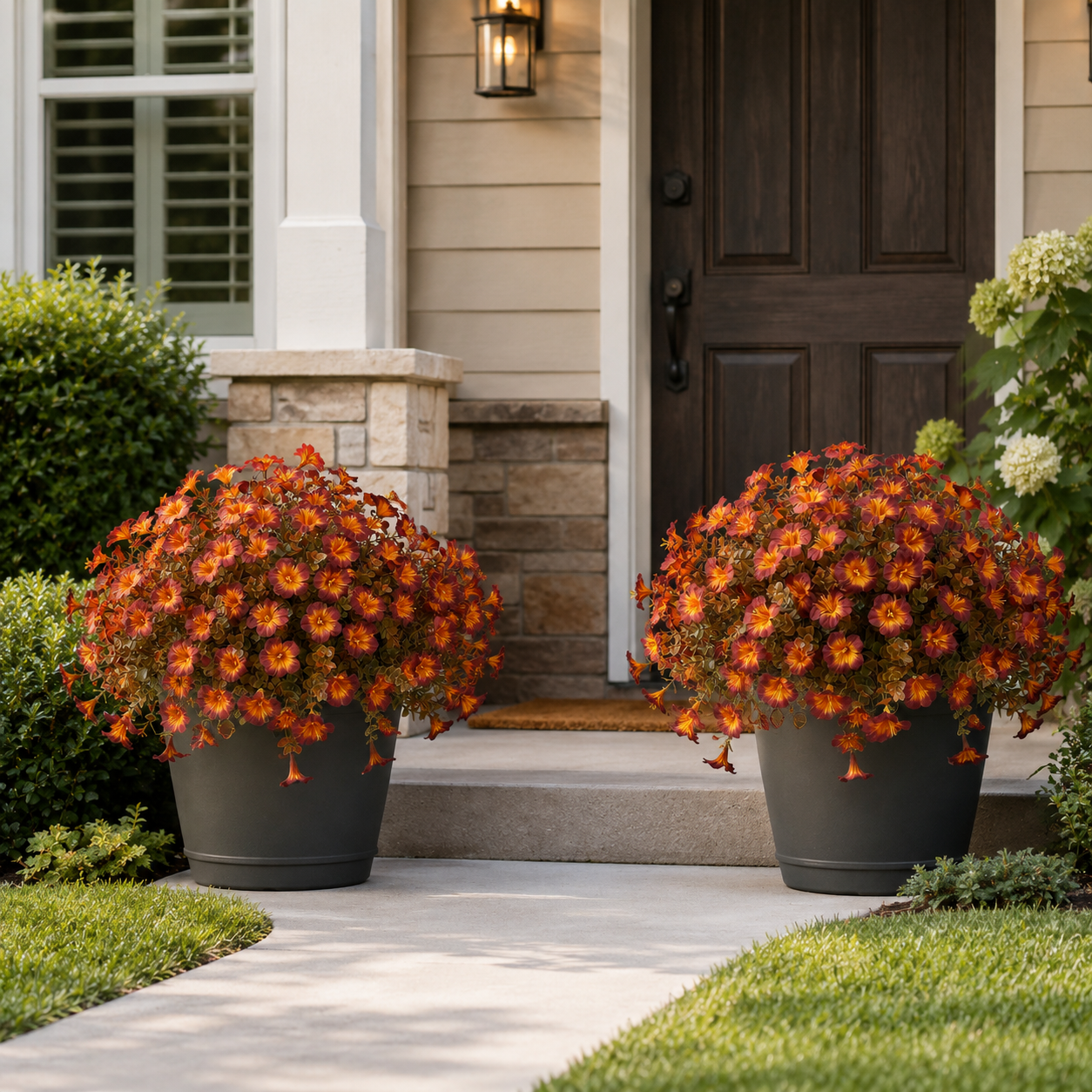 💥$9.99 On Sale Today Only🌼- Artificial Outdoor Sunset Mums Flowers - UV resistant, Waterproof, Windproof