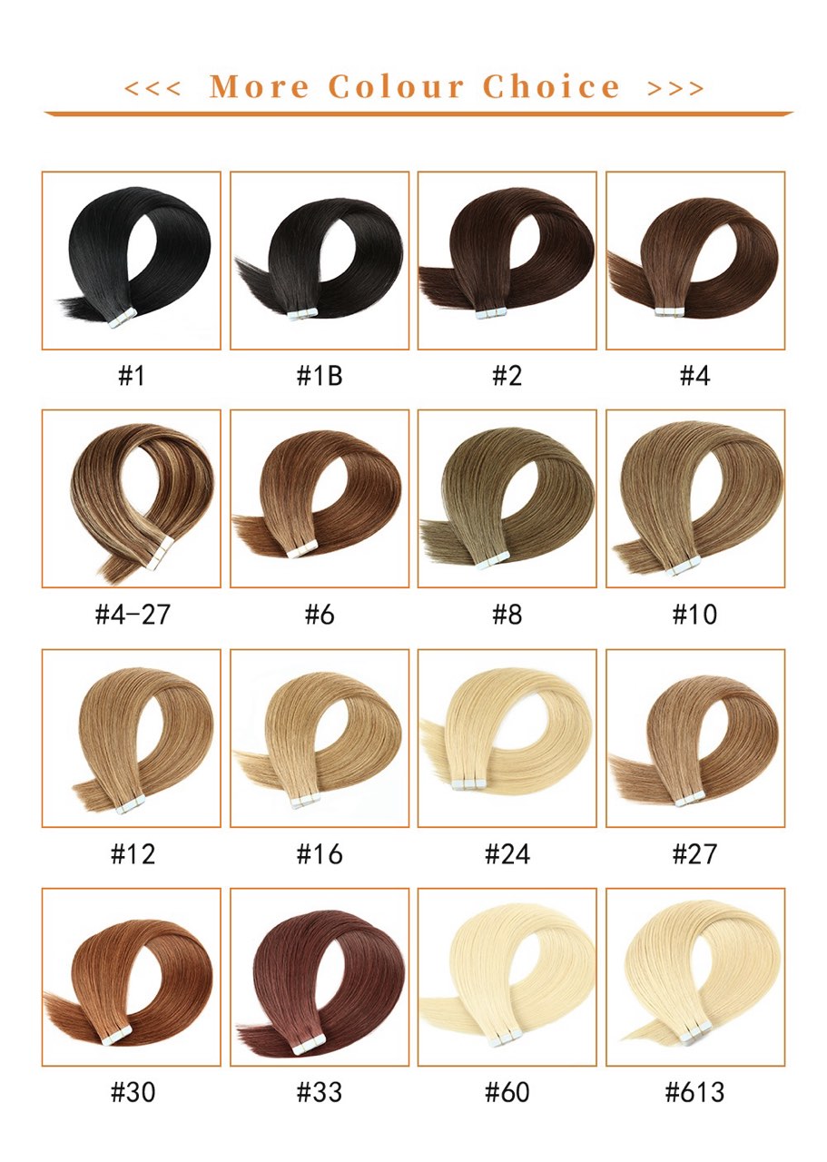 Yjmedaolia Seamless Injected Hand-Tied Invisible Tape In Hair Extension -- 100% VIRGIN HUMAN HAIR(10-piece)