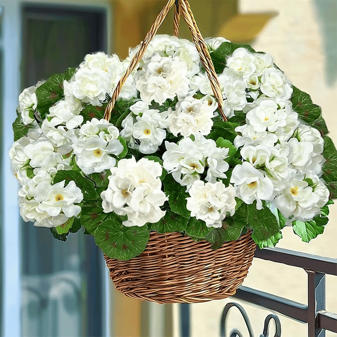 Artificial Geranium Flowers for Outdoors UV Resistant Garden Plants Faux Flowers for Home Kitchen Table Centerpieces Decor