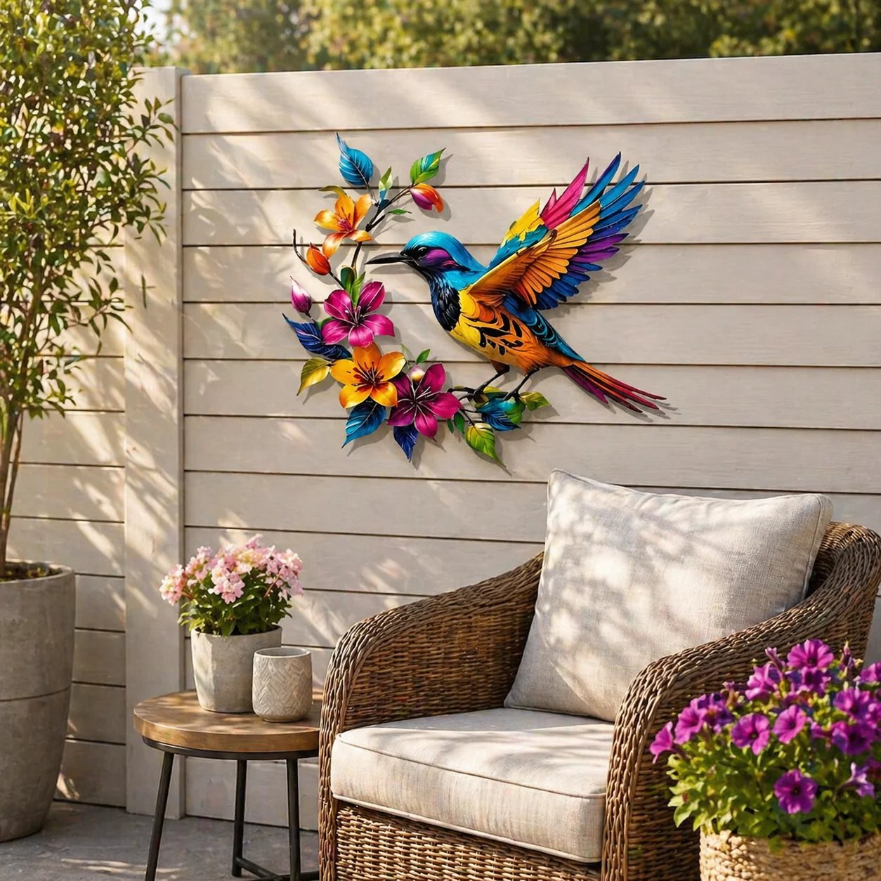 ✈️Free shipping for a limited time✨Hummingbird Bloom Floral Metal Wall Art