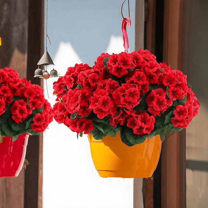 Artificial Geranium Flowers for Outdoors UV Resistant Garden Plants Faux Flowers for Home Kitchen Table Centerpieces Decor