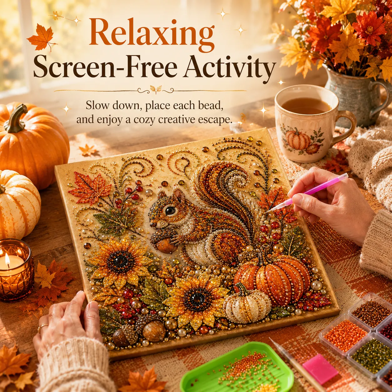 🔥Limited Season Discount 🍂✨Autumn Pearl Painting Kit - Relaxing DIY Craft to Create Sparkling Fall Artwork