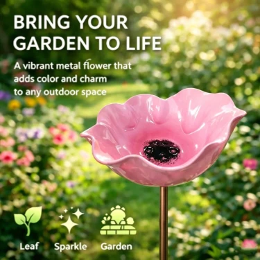 🔥On sale today only for $9.99🔥 Handmade Metal Flower Garden Stake Bird Bath