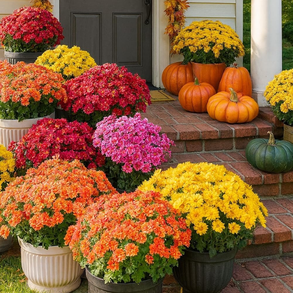💥$9.99 On Sale Today Only🌼- Artificial Outdoor Sunset Mums Flowers - UV resistant, Waterproof, Windproof