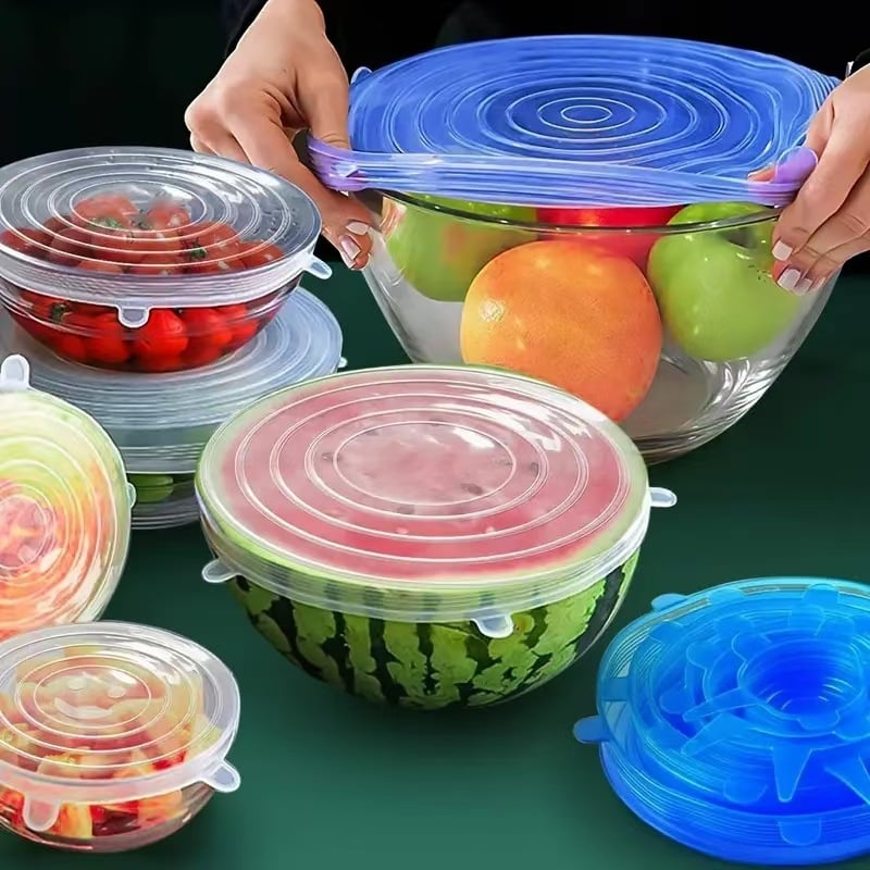 6/12pcs set Silicone Cover Stretch Lids Reusable Airtight Food Wrap Covers