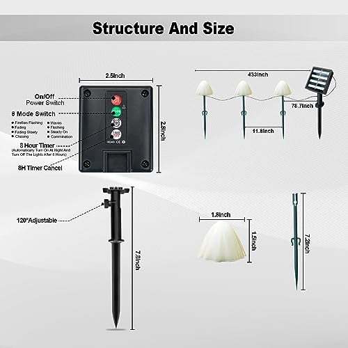 30 PCS Mushroom Solar Lights, 8 Modes Outdoor Fairy Lights