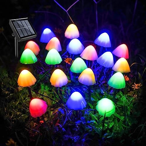 30 PCS Mushroom Solar Lights, 8 Modes Outdoor Fairy Lights
