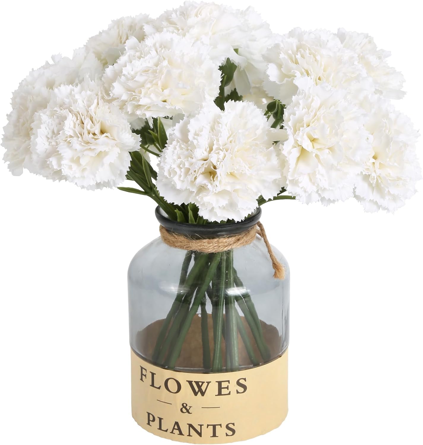 Artificial Carnation Silk Flowers - 15pcs Fake Orange Carnations with Stems for Home Decor, Wedding, Bridal Bouquet, Anniversary, Birthday and Floral Arrangements