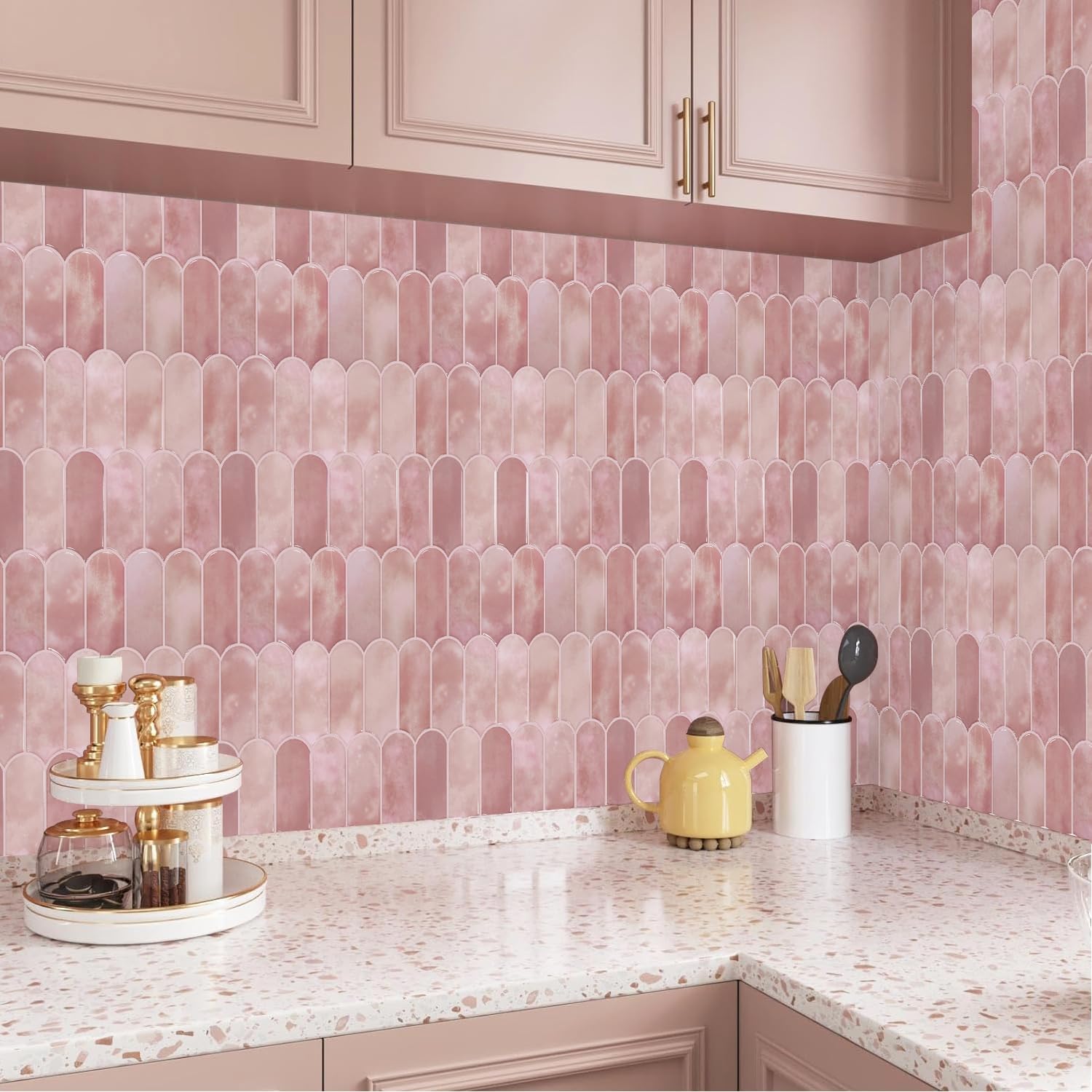 Self-adhesive 3D Feather Marble Sticker