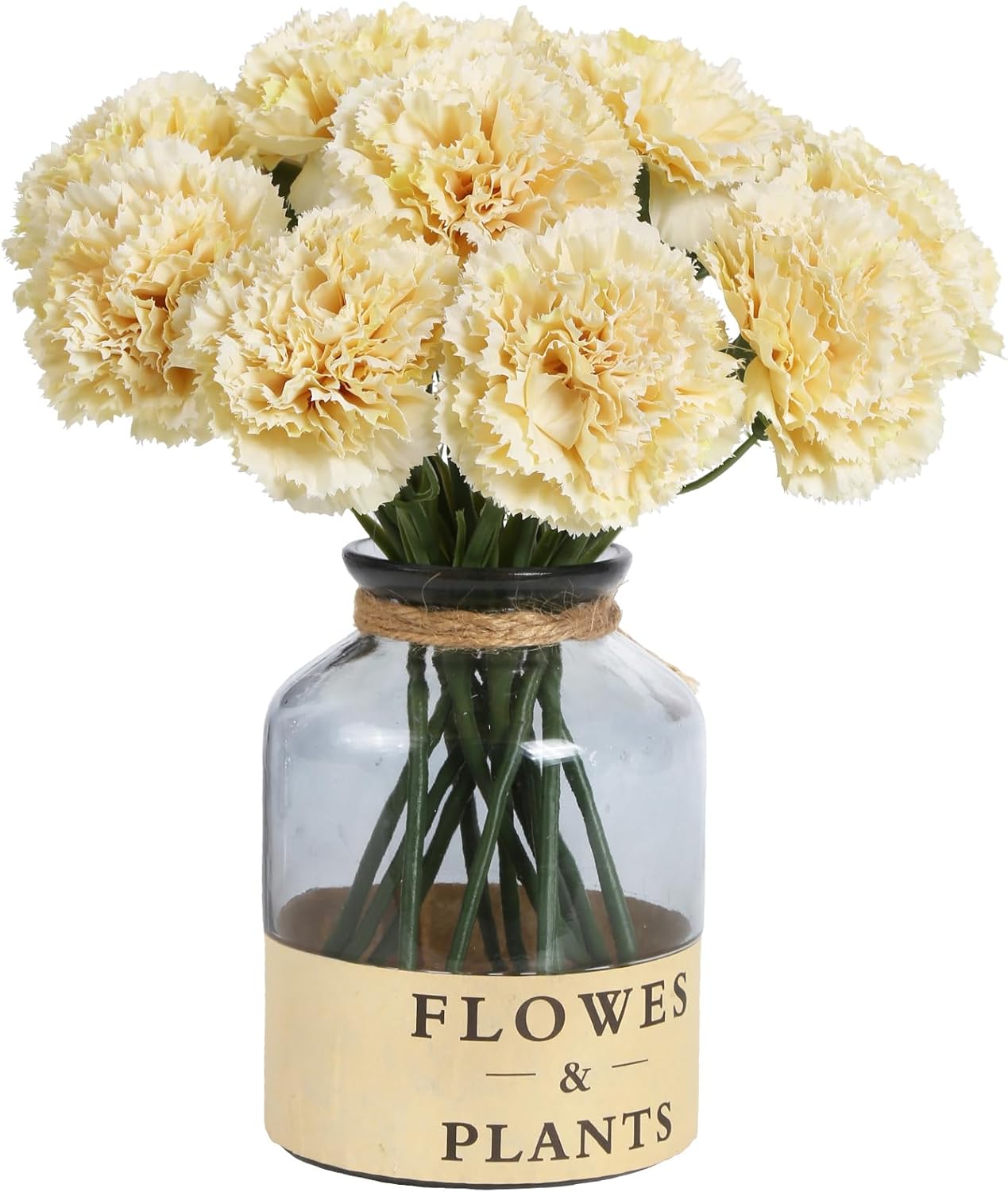 Artificial Carnation Silk Flowers - 15pcs Fake Orange Carnations with Stems for Home Decor, Wedding, Bridal Bouquet, Anniversary, Birthday and Floral Arrangements