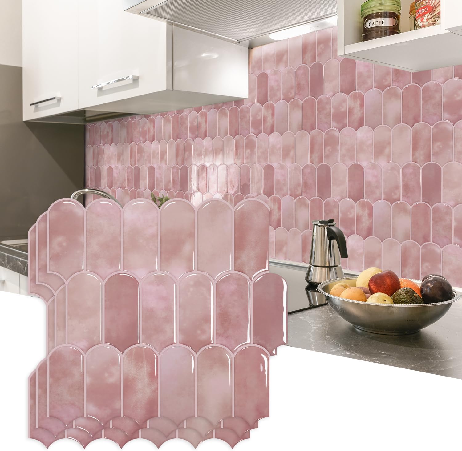 Self-adhesive 3D Feather Marble Sticker