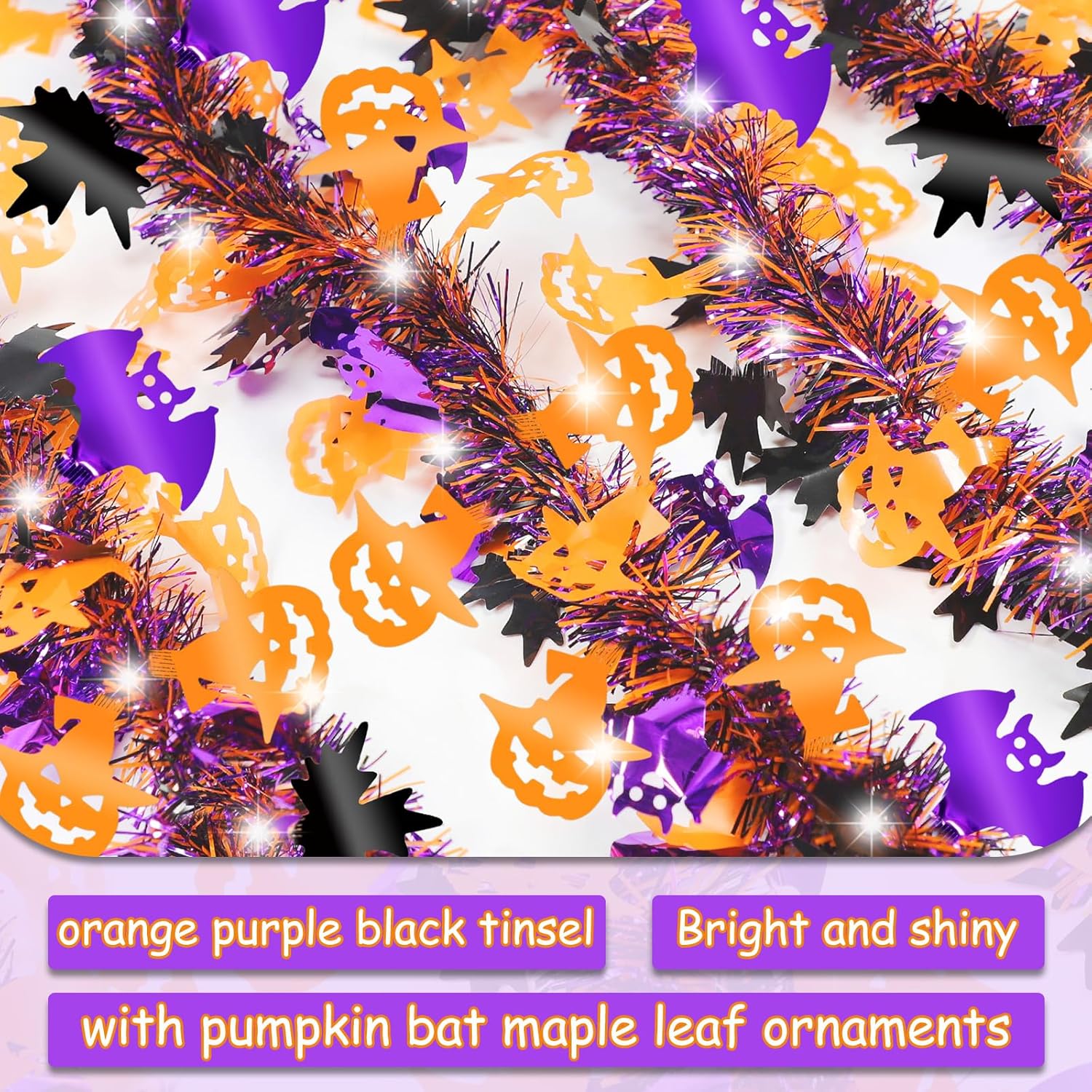 Halloween Tinsel Garland – Sparkly & Spooky Party Decor