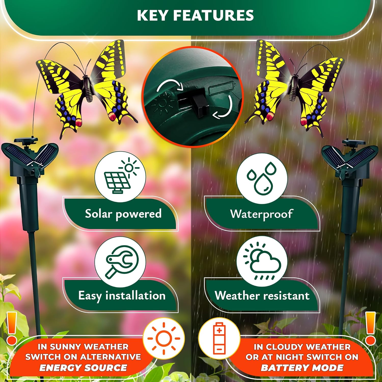 Fluttering Solar Butterfly Garden Stakes