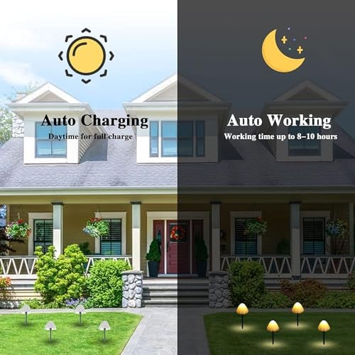 30 PCS Mushroom Solar Lights, 8 Modes Outdoor Fairy Lights