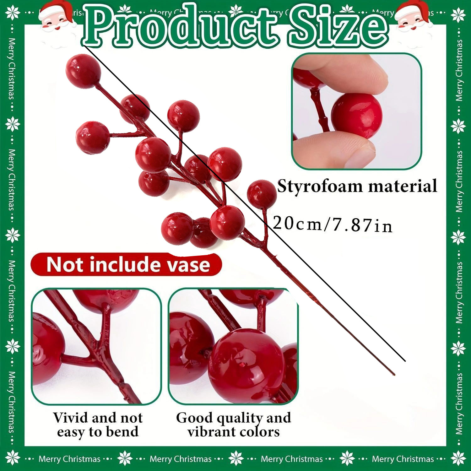 🔥Only $1 Each！！🔥Christmas Artificial Pine Branches & Red Berry Stems