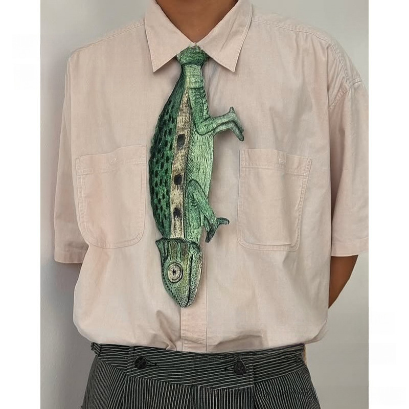 🚨Limited Stock! Novelty 3D Animal Print Tie - Realistic Fish/Reptile Neckwear | Fun Casual Party Gift 🎁