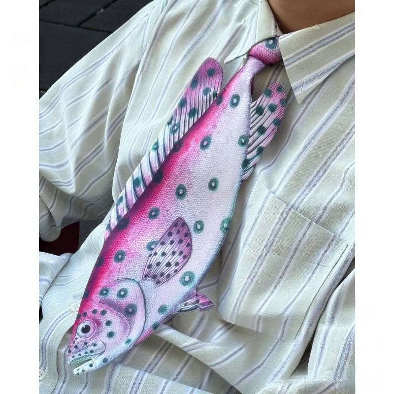 🚨Limited Stock! Novelty 3D Animal Print Tie - Realistic Fish/Reptile Neckwear | Fun Casual Party Gift 🎁