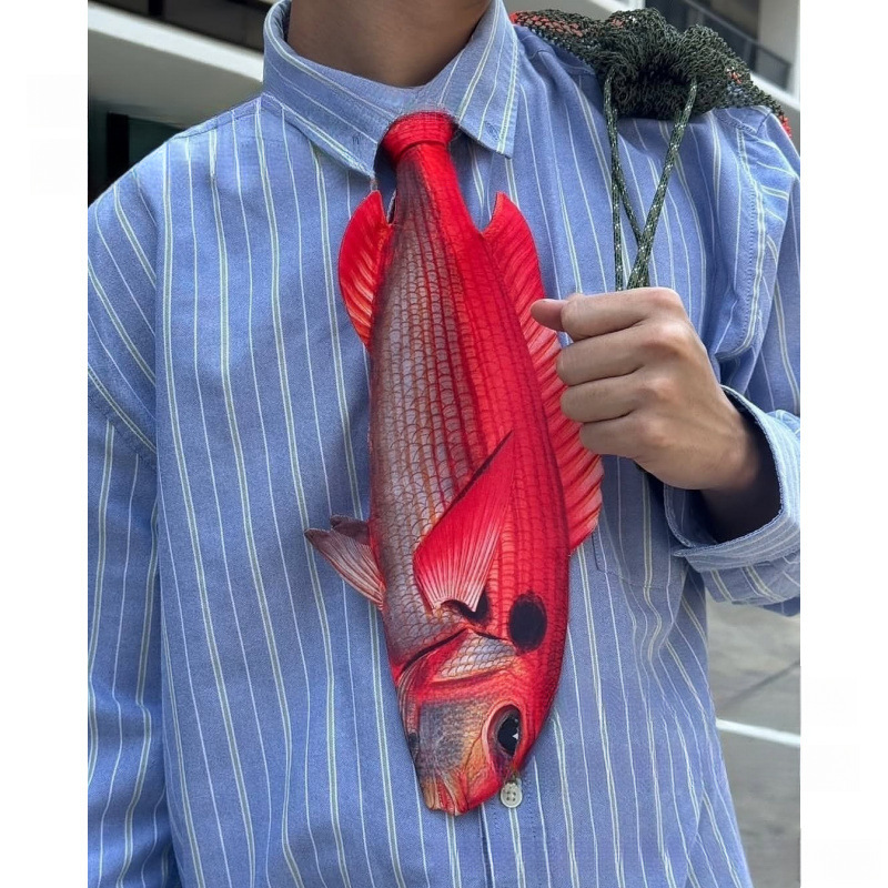 🚨Limited Stock! Novelty 3D Animal Print Tie - Realistic Fish/Reptile Neckwear | Fun Casual Party Gift 🎁