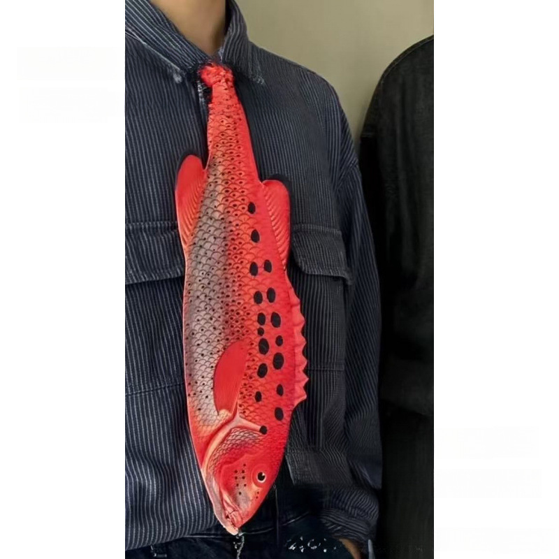 🚨Limited Stock! Novelty 3D Animal Print Tie - Realistic Fish/Reptile Neckwear | Fun Casual Party Gift 🎁
