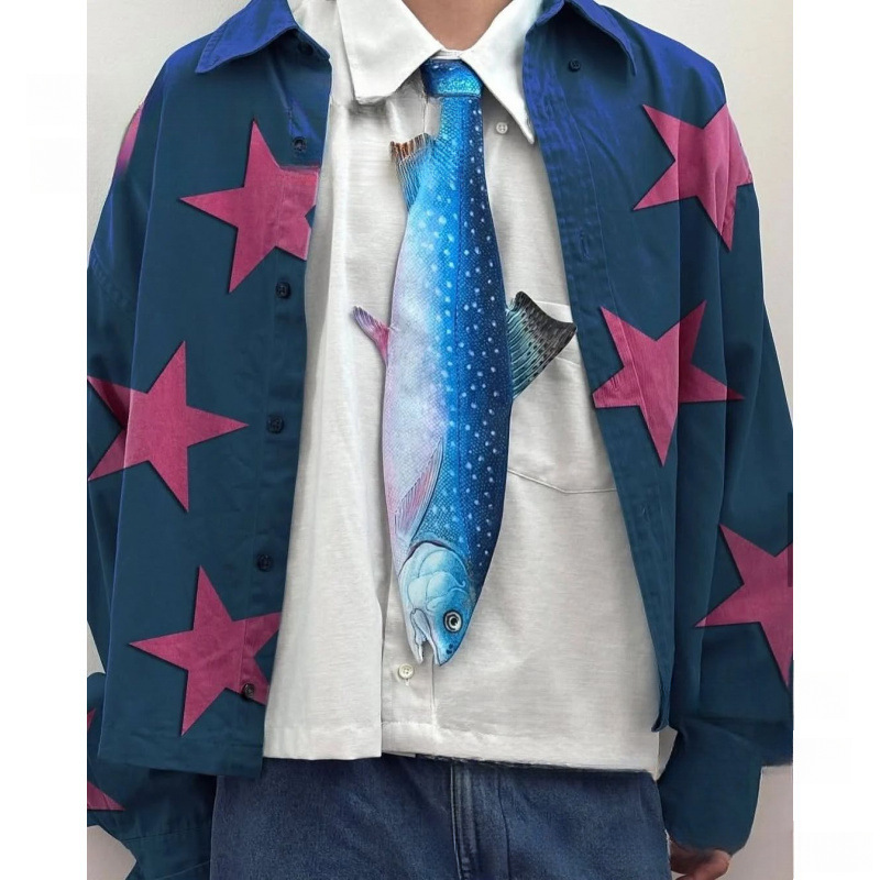 🚨Limited Stock! Novelty 3D Animal Print Tie - Realistic Fish/Reptile Neckwear | Fun Casual Party Gift 🎁