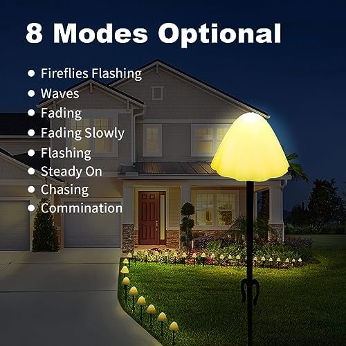 30 PCS Mushroom Solar Lights, 8 Modes Outdoor Fairy Lights