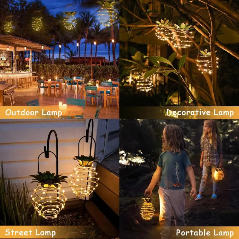 Outdoor Solar Hanging Pineapple Lantern Lights