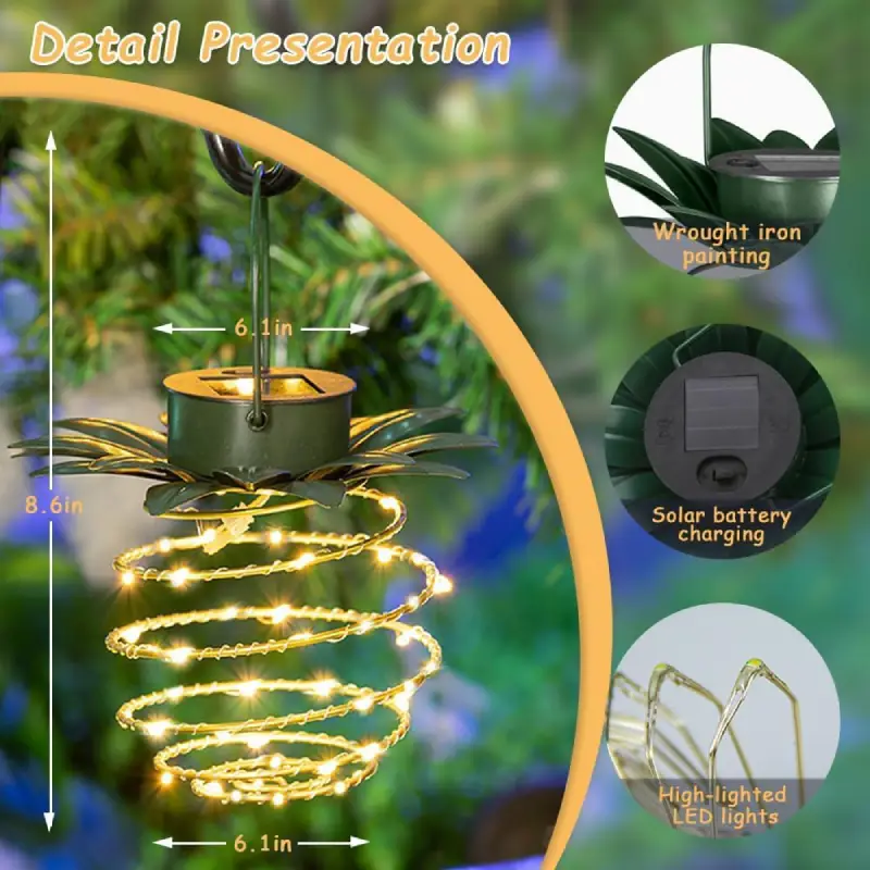 Outdoor Solar Hanging Pineapple Lantern Lights