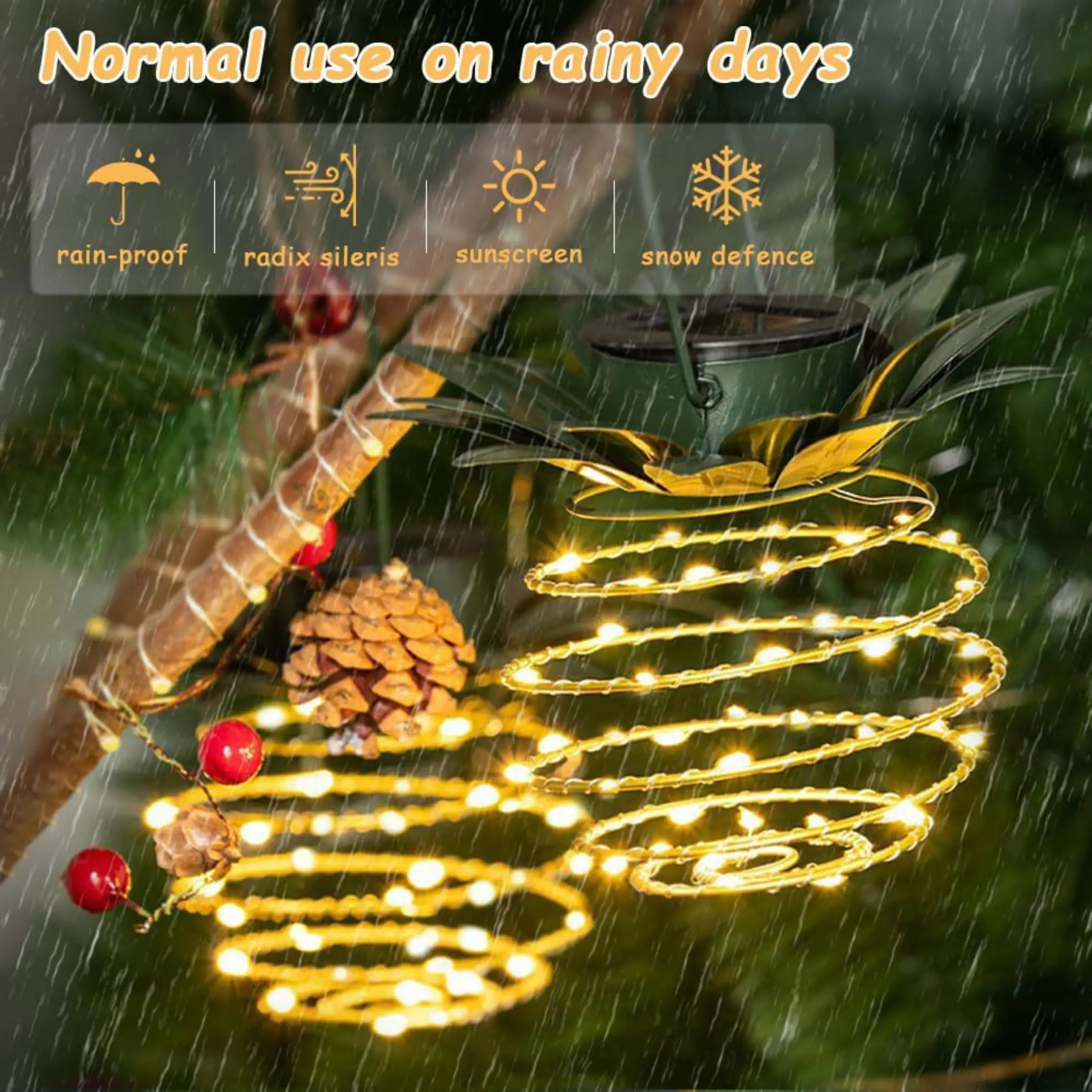 Outdoor Solar Hanging Pineapple Lantern Lights